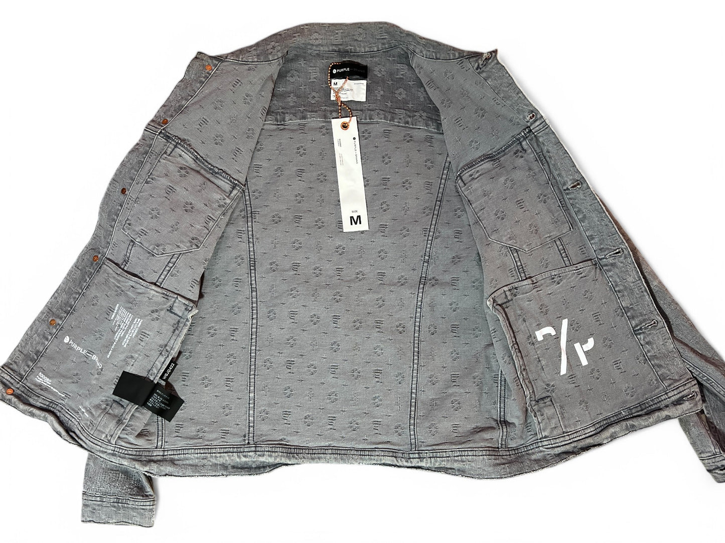 PURPLE Brand Grey Jacquard Trucker Jacket