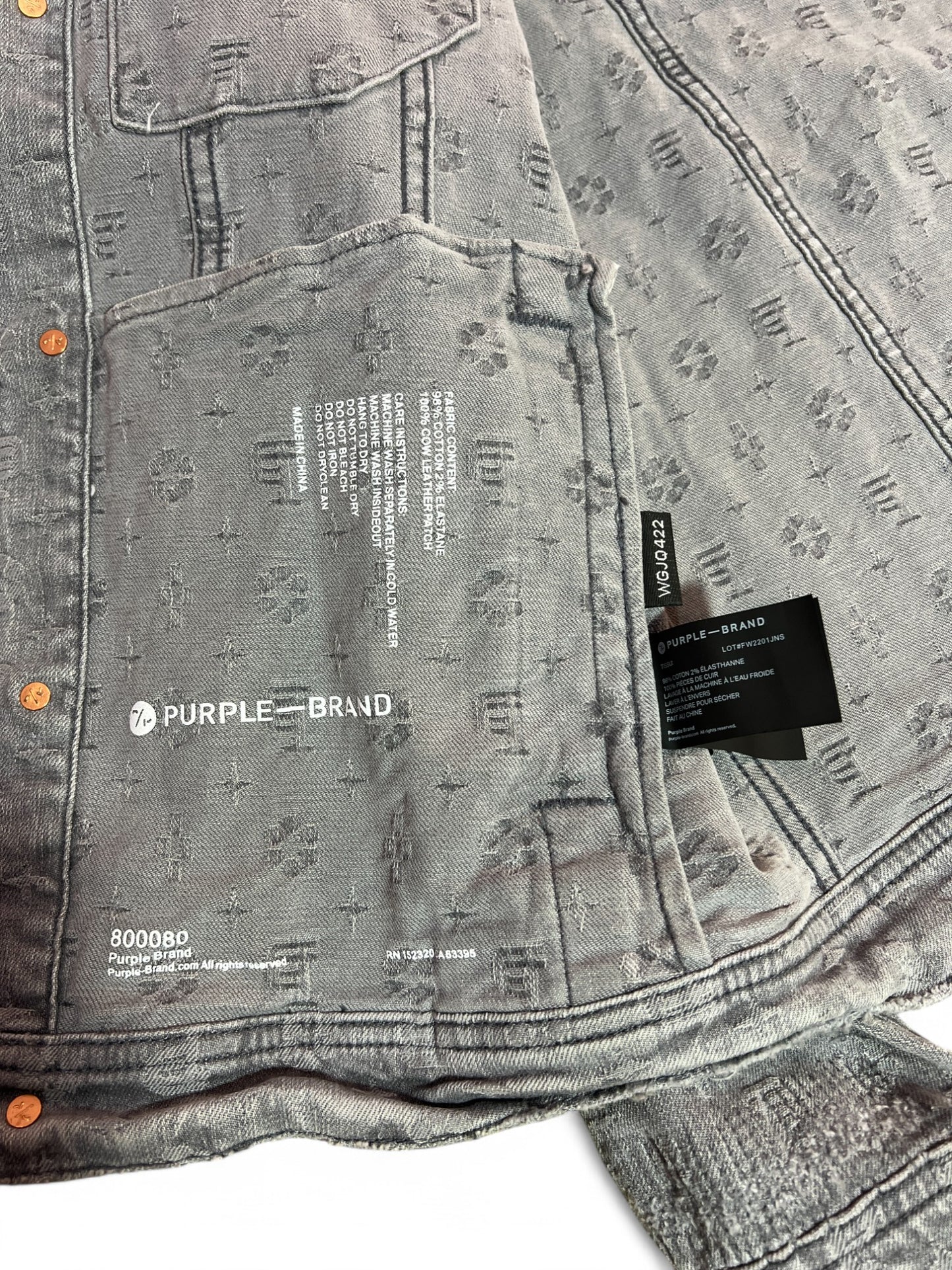 PURPLE Brand Grey Jacquard Trucker Jacket