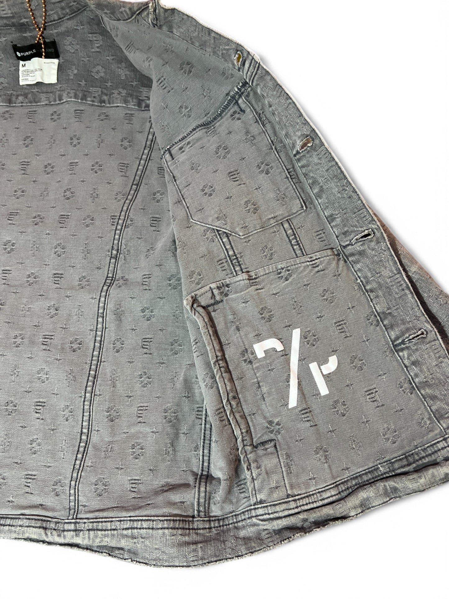 PURPLE Brand Grey Jacquard Trucker Jacket