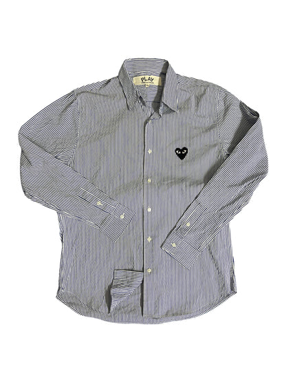 Comme des Garcons PLAY Play Black Emblem Striped Button Up Shirt