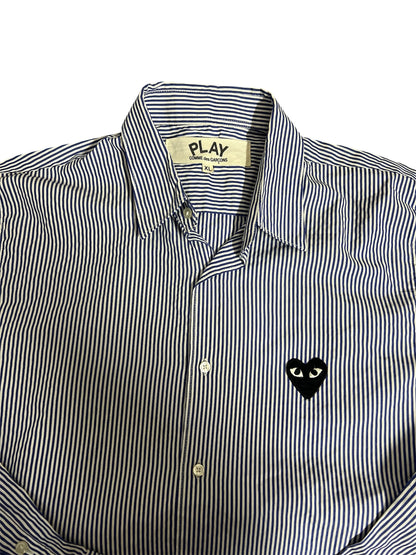Comme des Garcons PLAY Play Black Emblem Striped Button Up Shirt