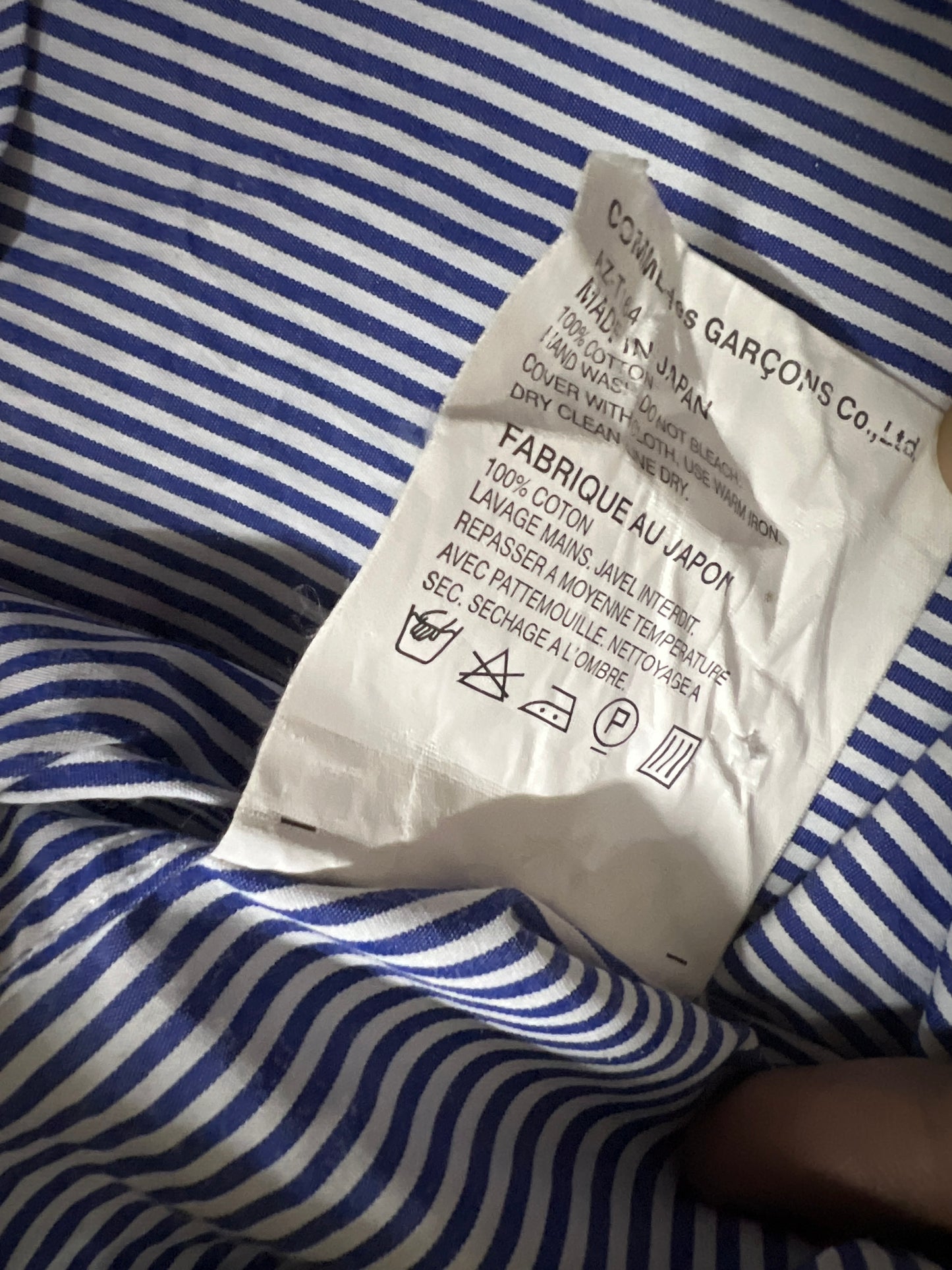 Comme des Garcons PLAY Play Black Emblem Striped Button Up Shirt