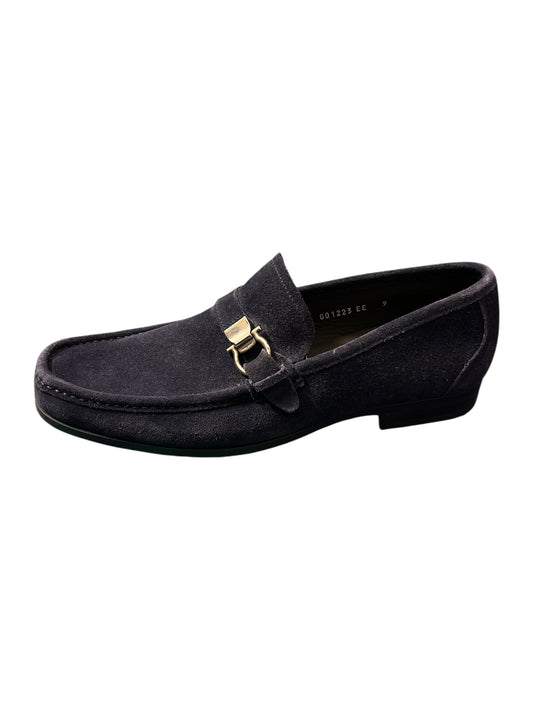 Salvatore Ferragamo Gancini Ornament Blue Suede Loafer