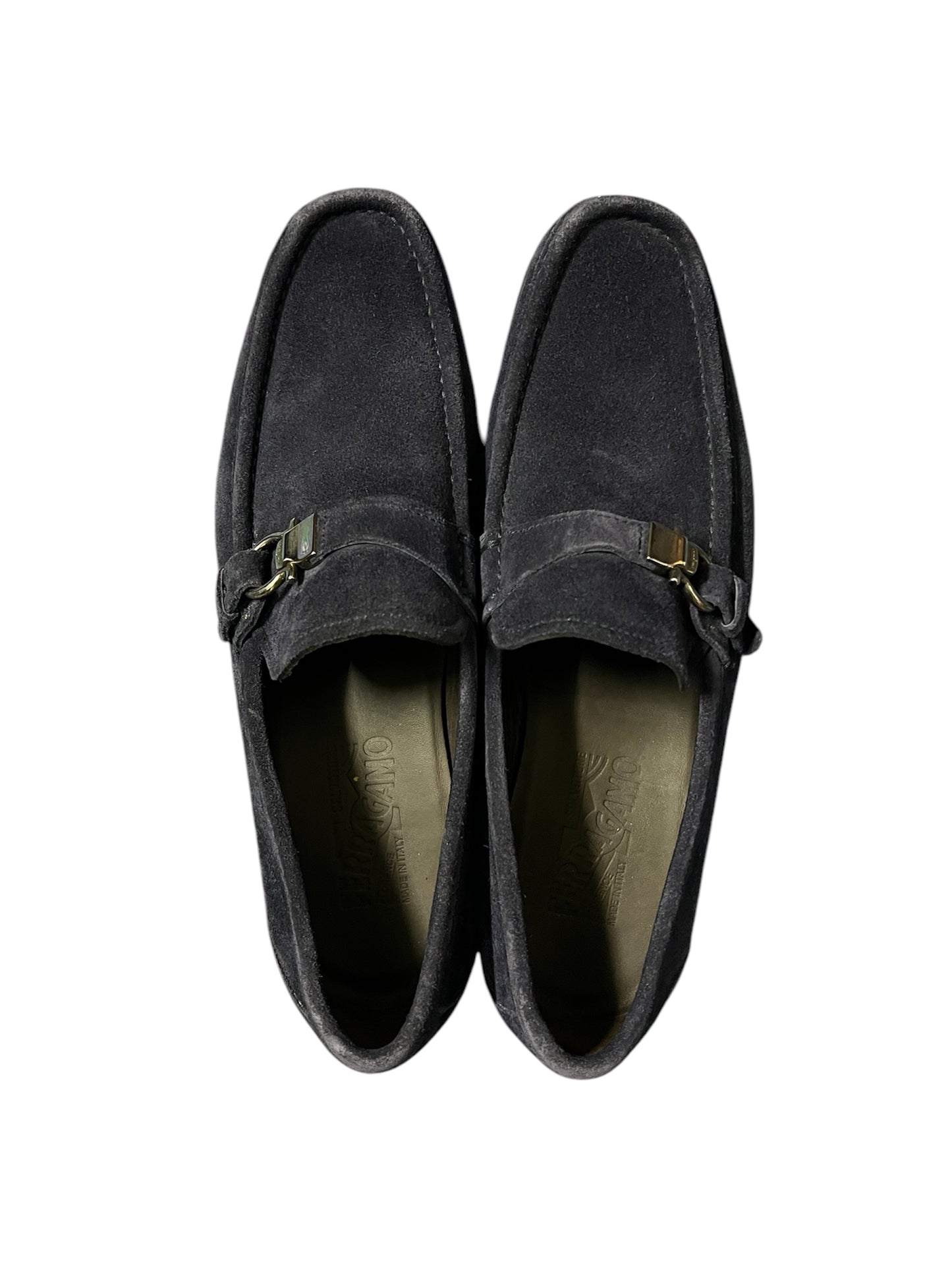 Salvatore Ferragamo Gancini Ornament Blue Suede Loafer