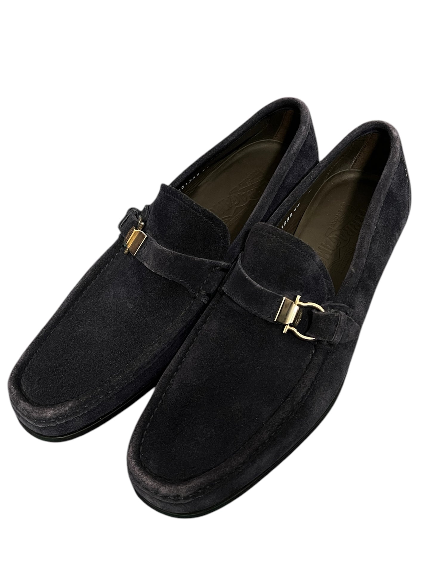 Salvatore Ferragamo Gancini Ornament Blue Suede Loafer