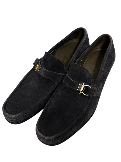 Salvatore Ferragamo Gancini Ornament Blue Suede Loafer