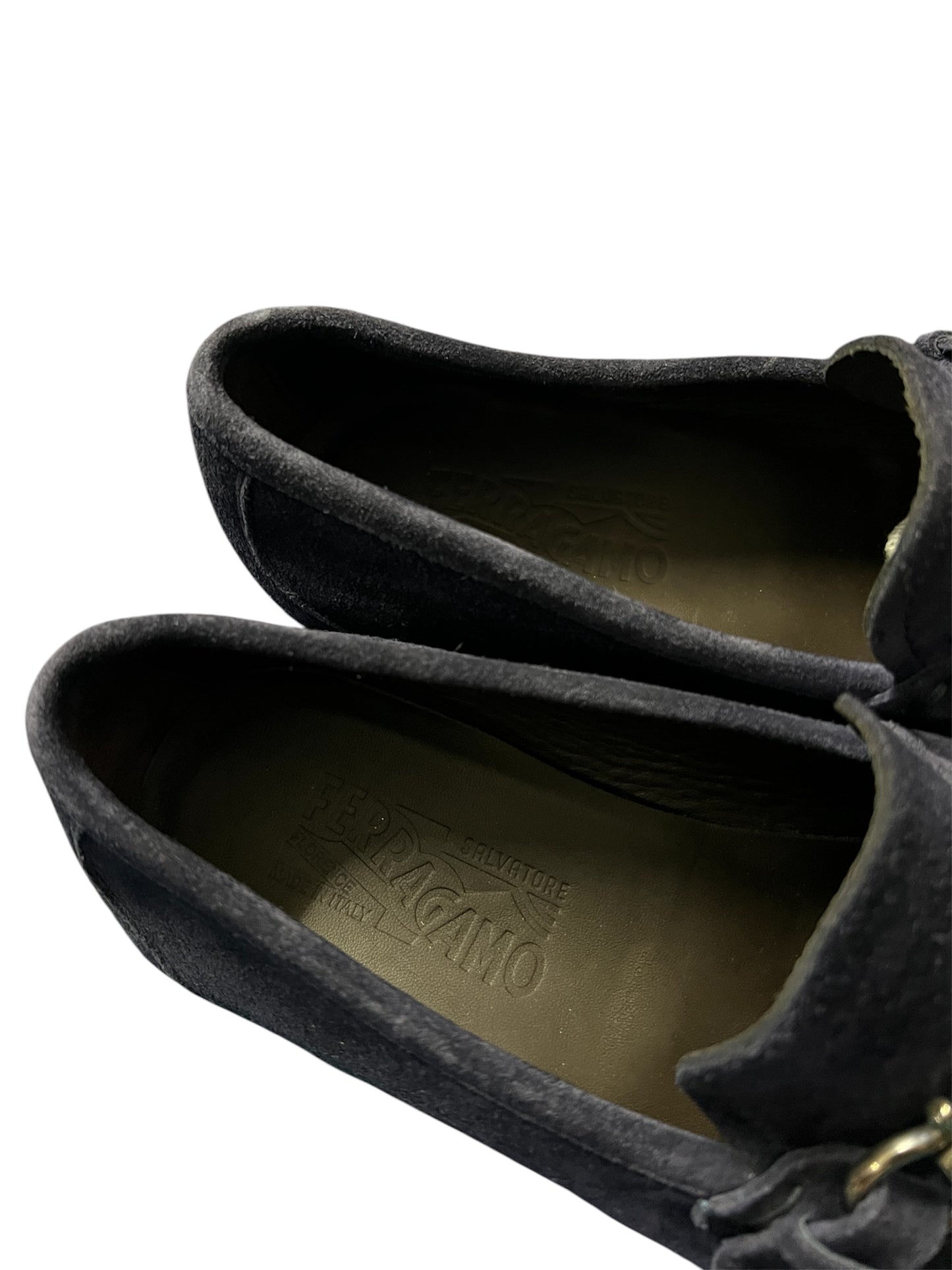 Salvatore Ferragamo Gancini Ornament Blue Suede Loafer