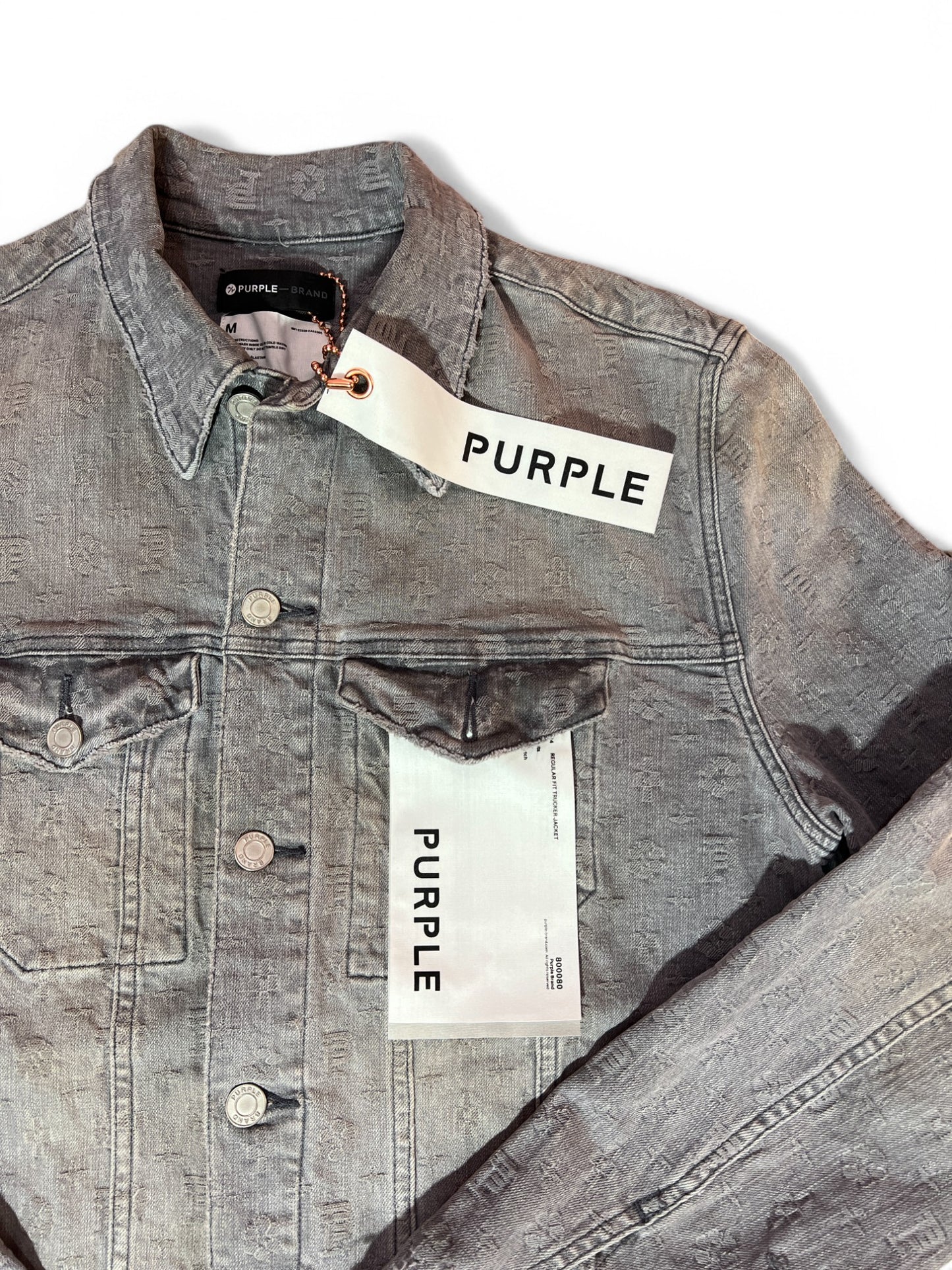 PURPLE Brand Grey Jacquard Trucker Jacket