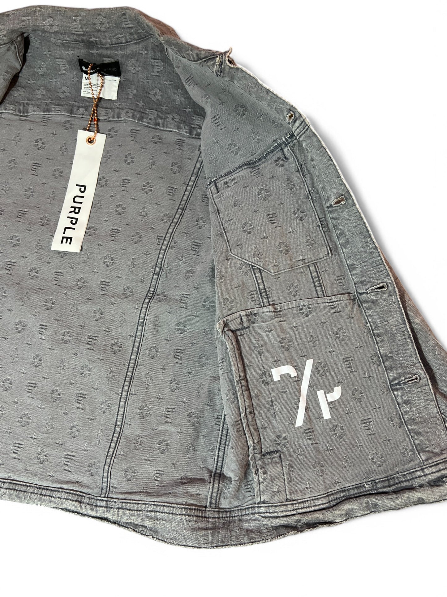 PURPLE Brand Grey Jacquard Trucker Jacket